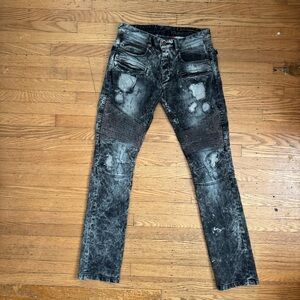 Men's Rockstar Distressed Gray Skinny Jeans Size 30 Denim,Streetwear,Y2K,Grunge